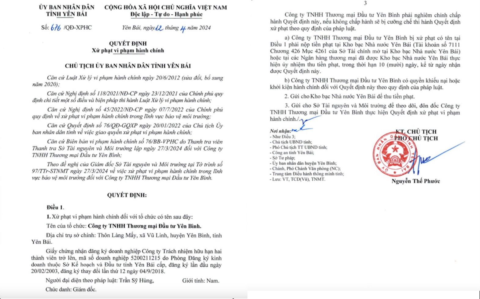 Nhà máy sắn Vũ Linh, Yên Bái xả thải vượt quy chuẩn bị xử phạt 540 triệu đồng - Ảnh 1